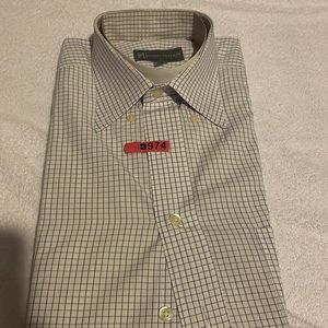 Hickey Freeman blue and white checkered long sleeved button down